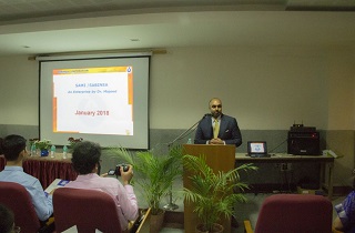 Mr. Shaheen Majeed, President, Sabinsa Worldwide delivers a presentation at the Academia-Industry Collaboration Workshop - 2018 in St. Joseph's College(Autonomous), Bangalore